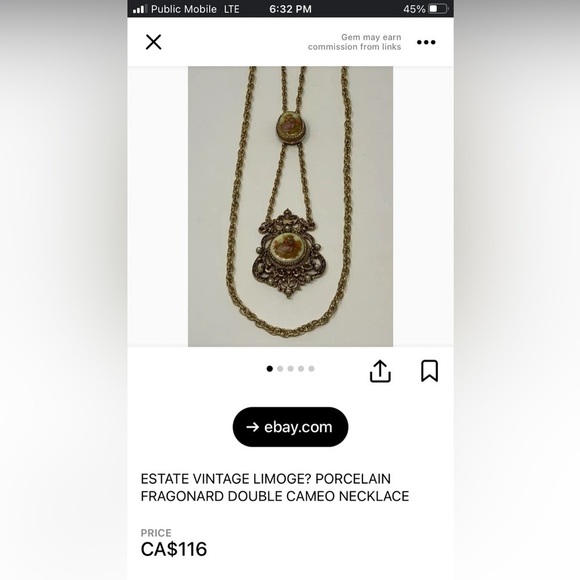 VTG Victorian Revival Courting Couple Porcelain Double Pendant - Picture 8 of 8